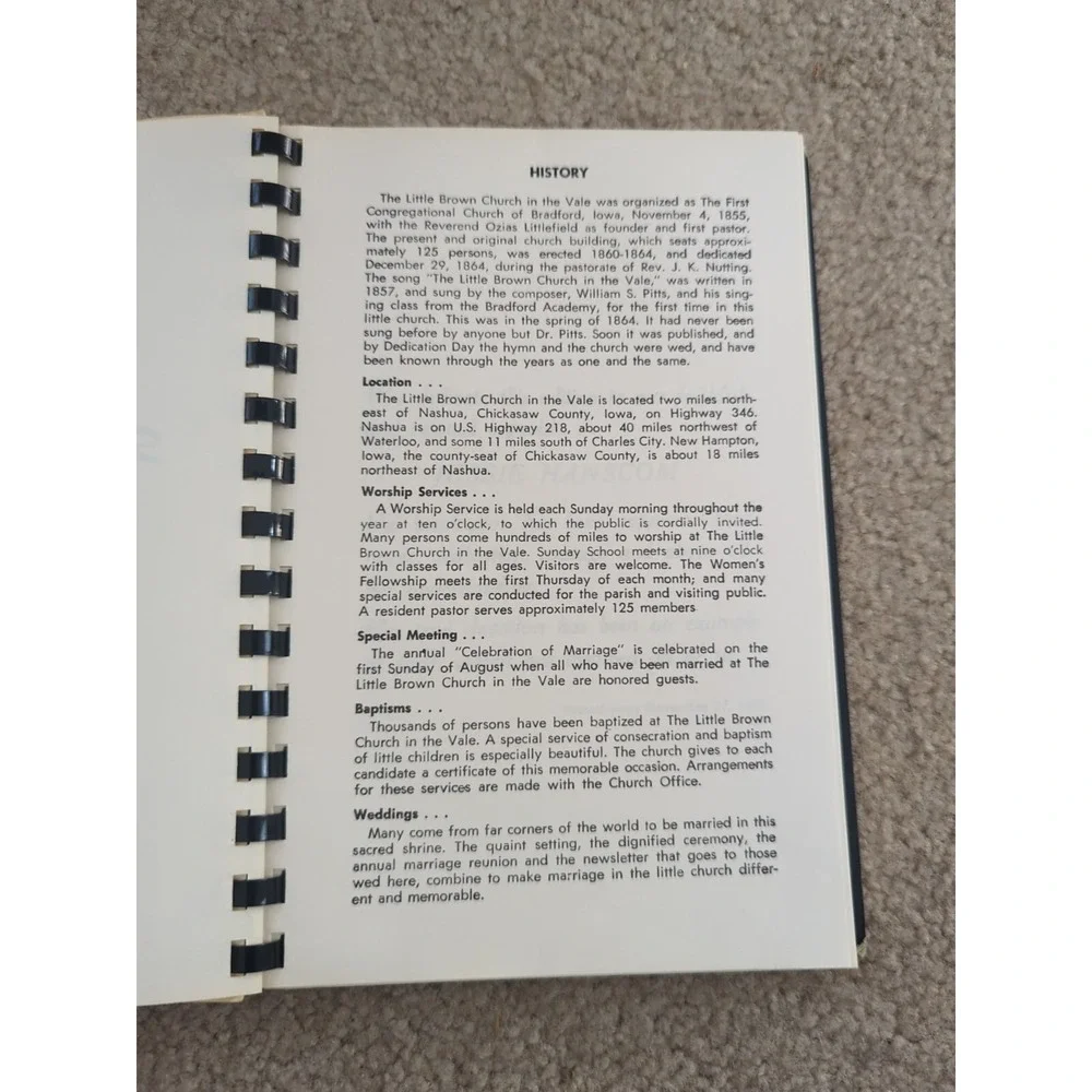 Vintage 1984 cookbook Nashua‎ Iowa IA little brown church in the vale